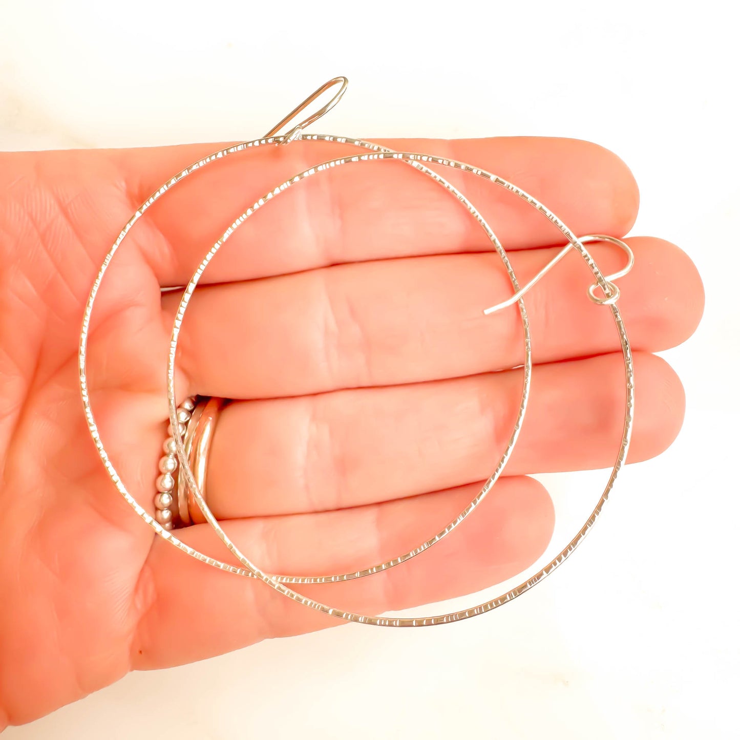 Big Forward Facing Hoop Earrings, 925 Sterling Silver