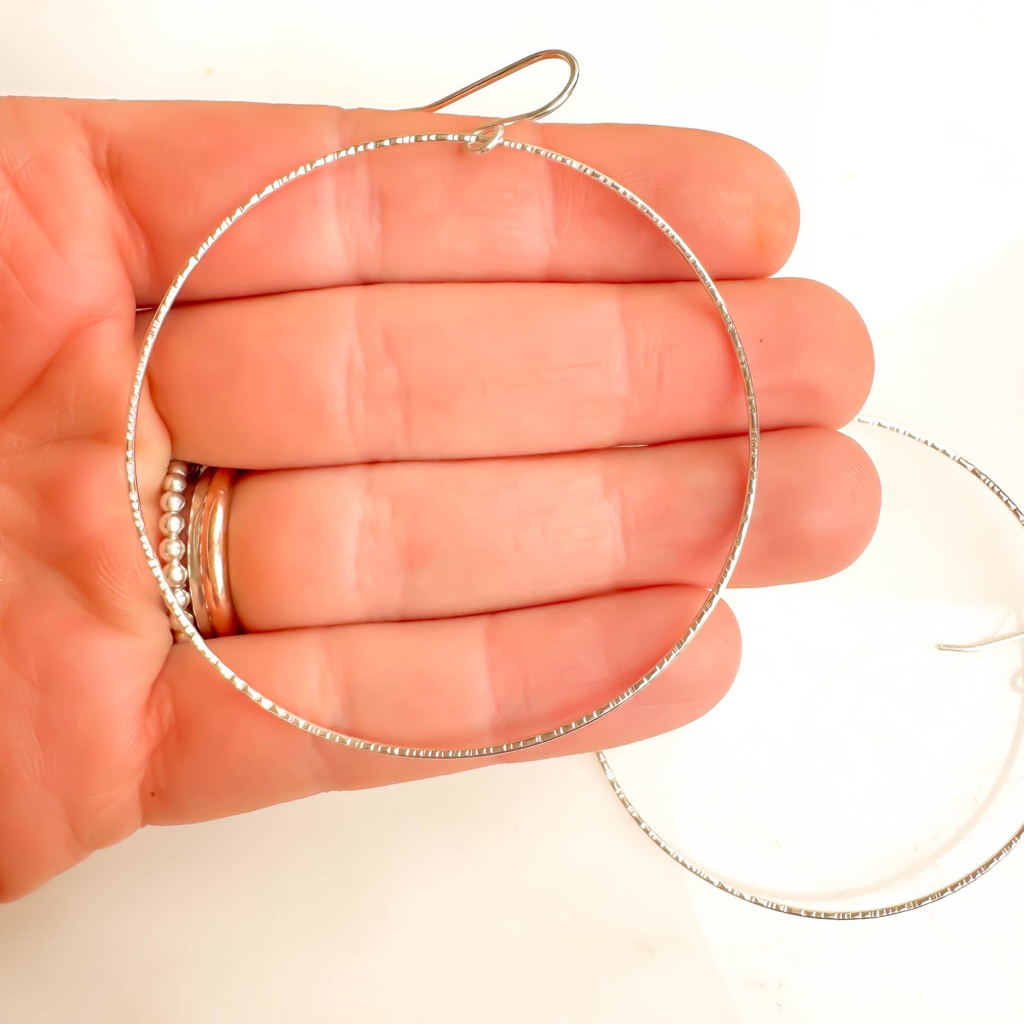 Big Forward Facing Hoop Earrings, 925 Sterling Silver