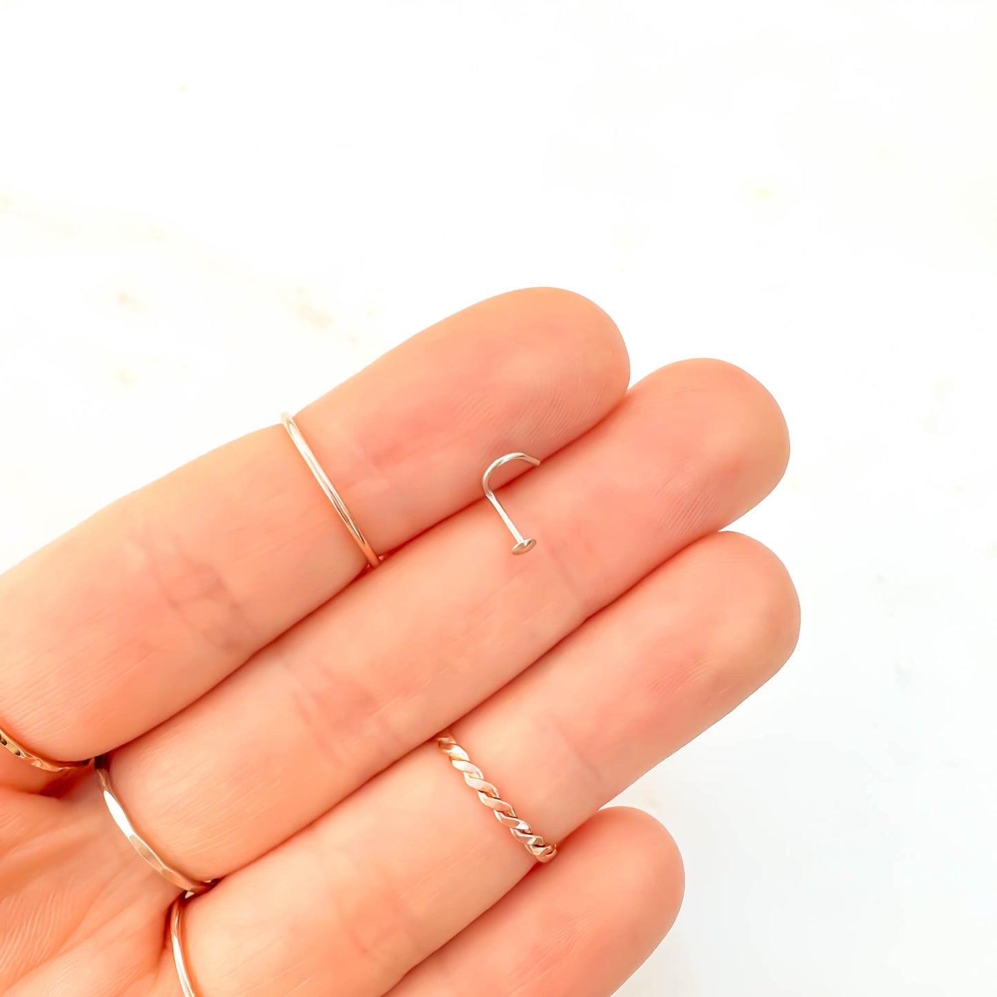14K Round Flat Nose Screw Stud