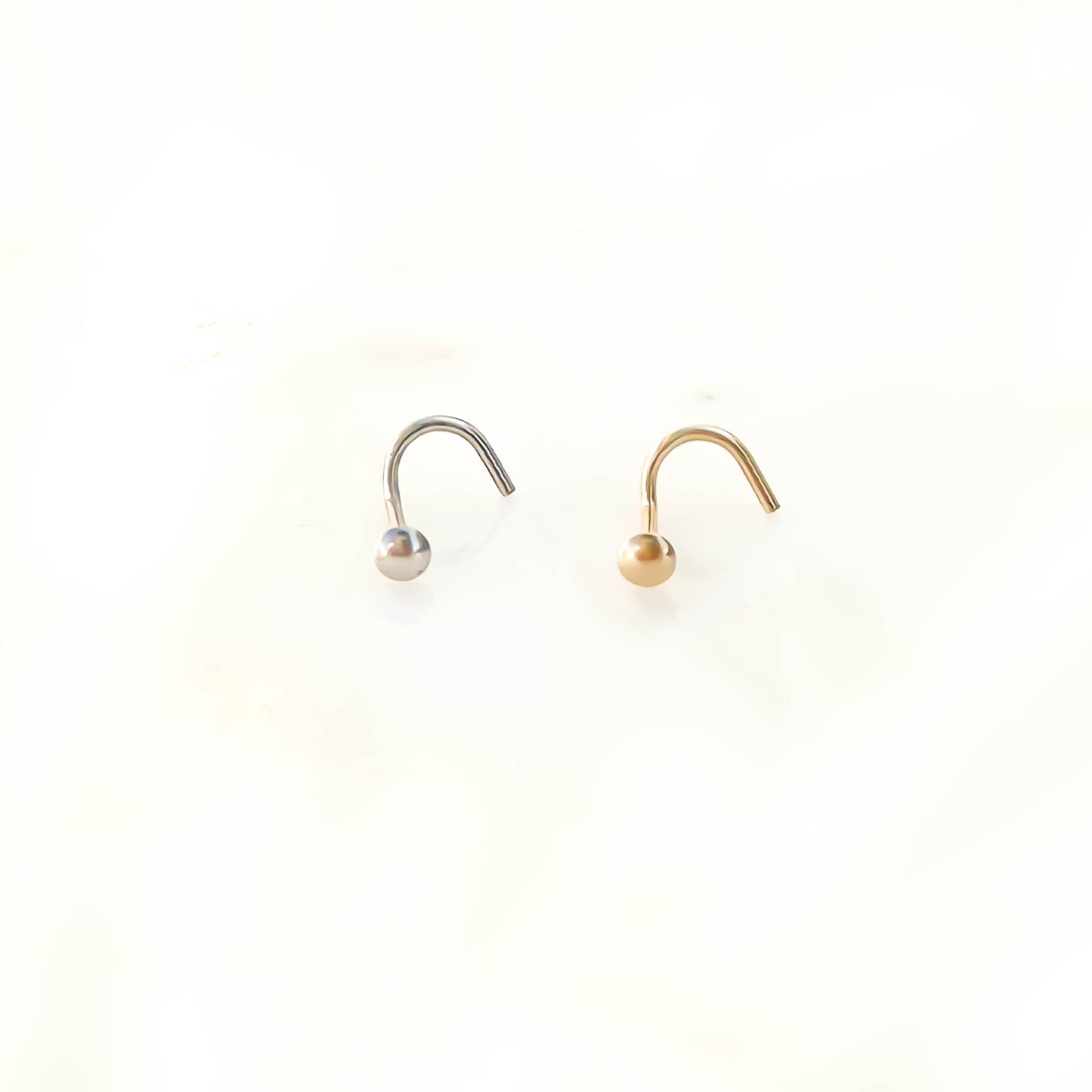 14K Round Flat Nose Screw Stud