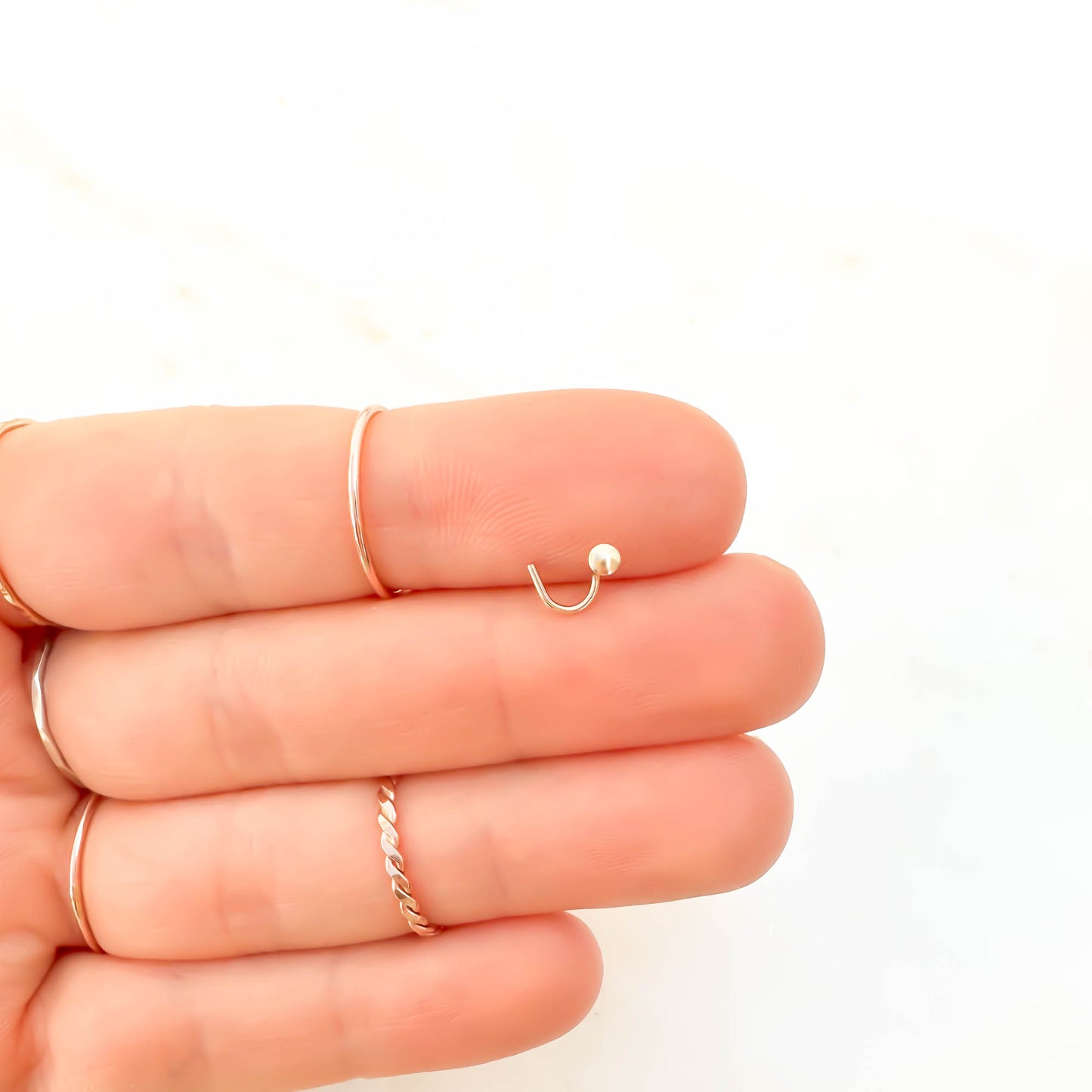 14K Round Flat Nose Screw Stud