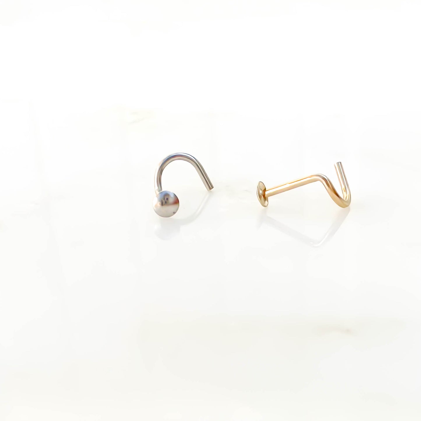 14K Round Flat Nose Screw Stud