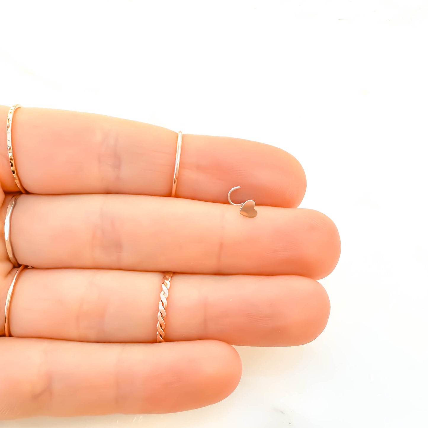14K Heart Nose Screw Stud, White and Yellow Gold