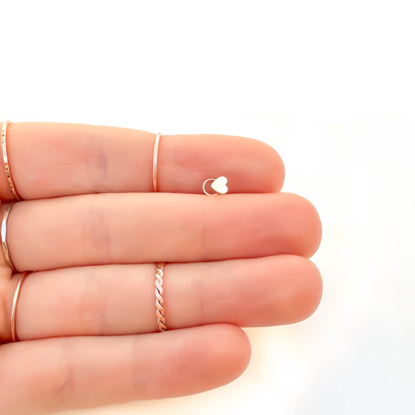 14K Heart Nose Screw Stud, White and Yellow Gold