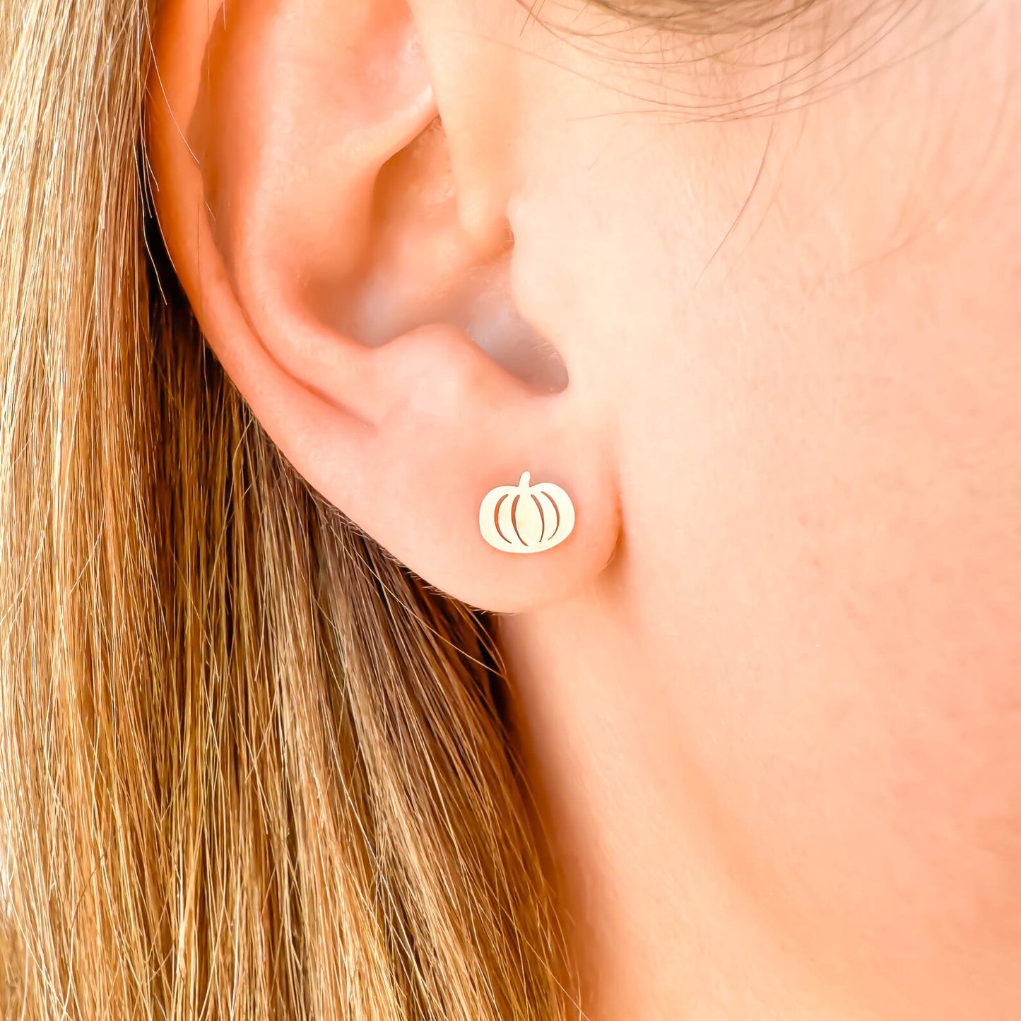 Pumpkin Stud Earrings, 14K Gold or Sterling Silver