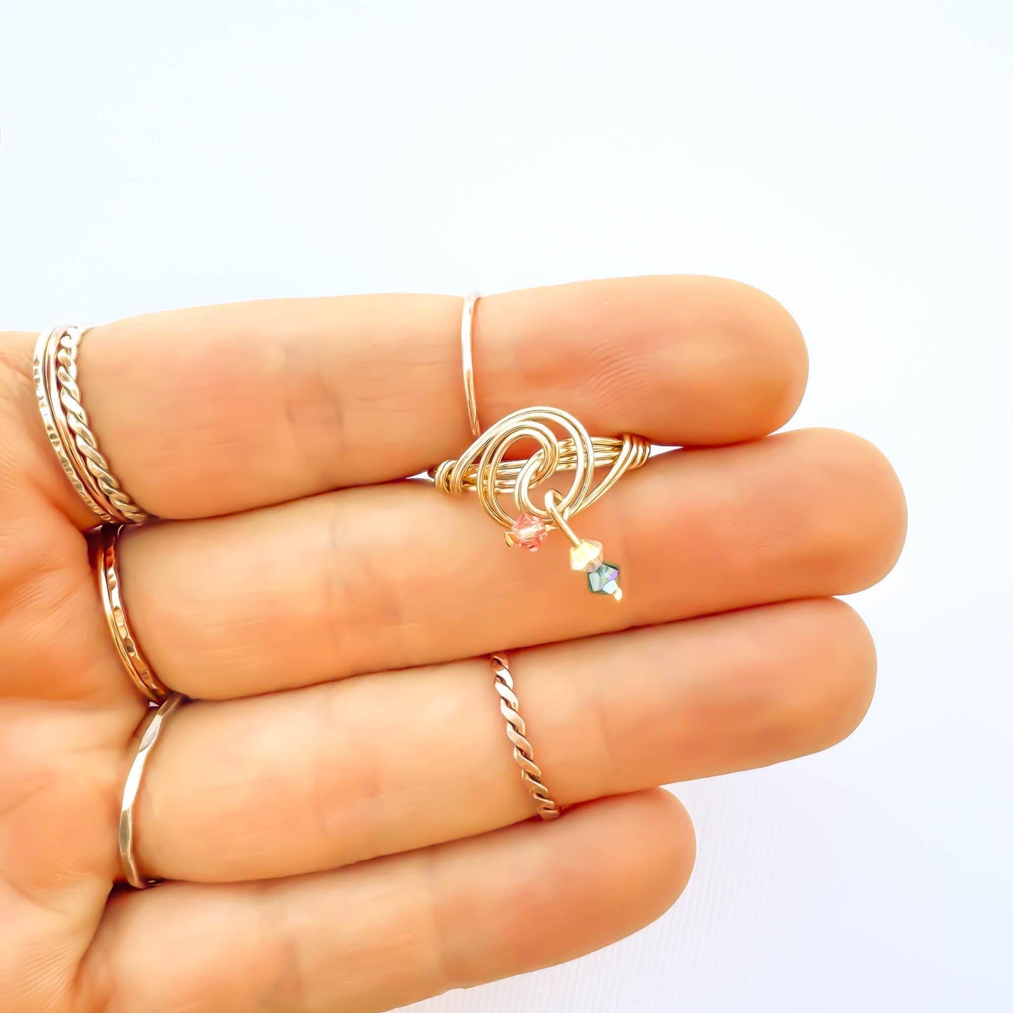 SIZE 6 Bead Swirl Ring, 14K Gold Filled