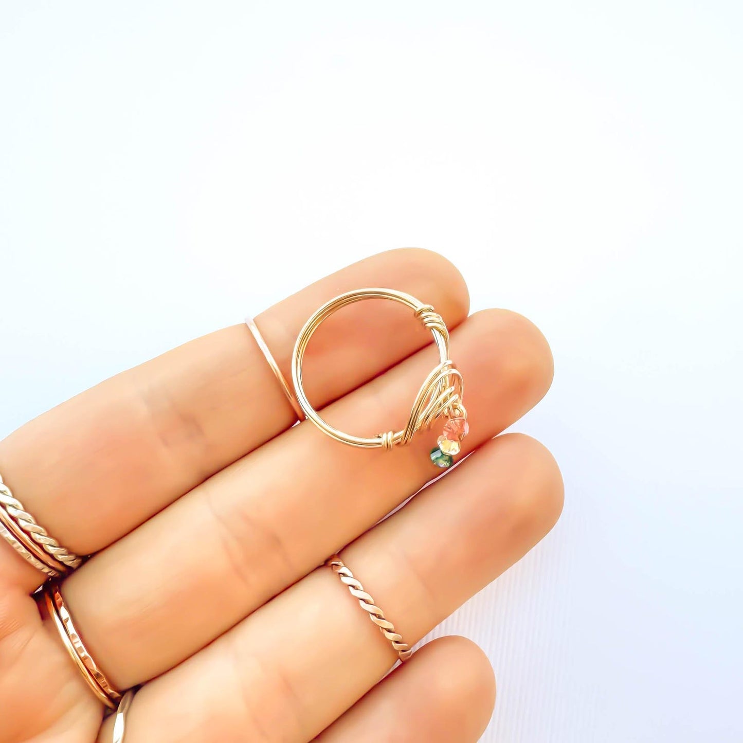 SIZE 6 Bead Swirl Ring, 14K Gold Filled