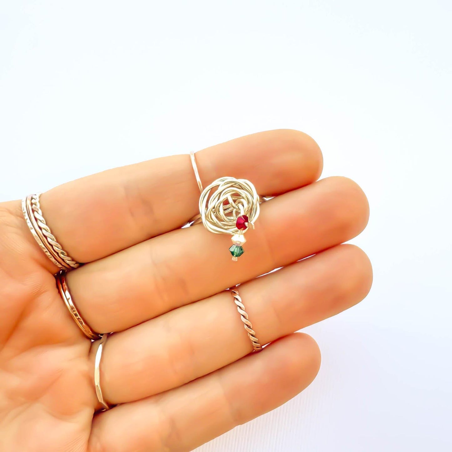 SIZE 6.75 Bead Swirl Ring, Sterling Silver
