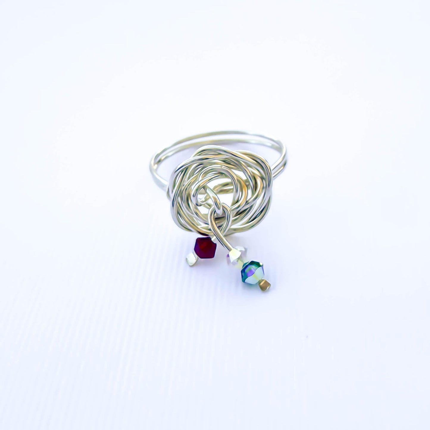 SIZE 6.75 Bead Swirl Ring, Sterling Silver