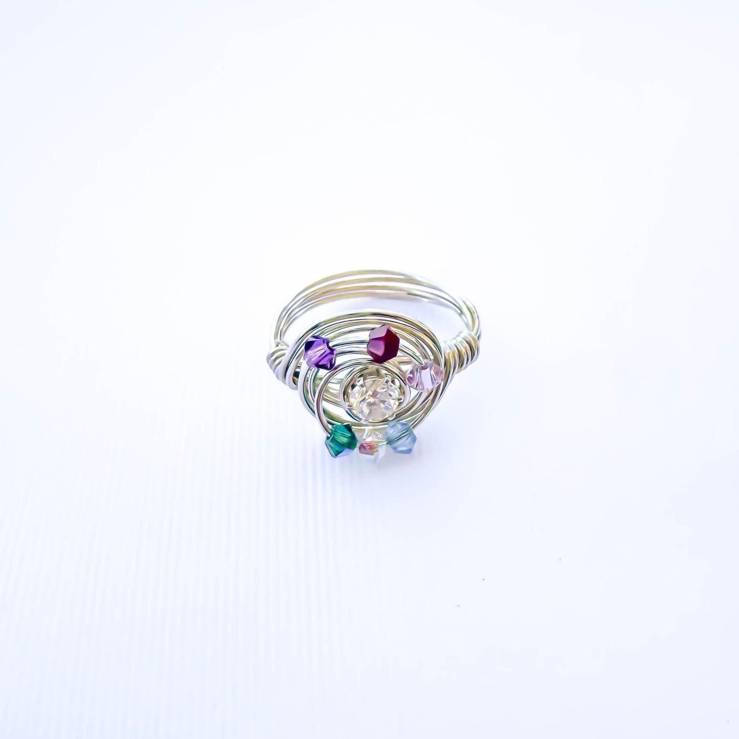 SIZE 5.75 Bead Swirl Ring, 925 Sterling Silver