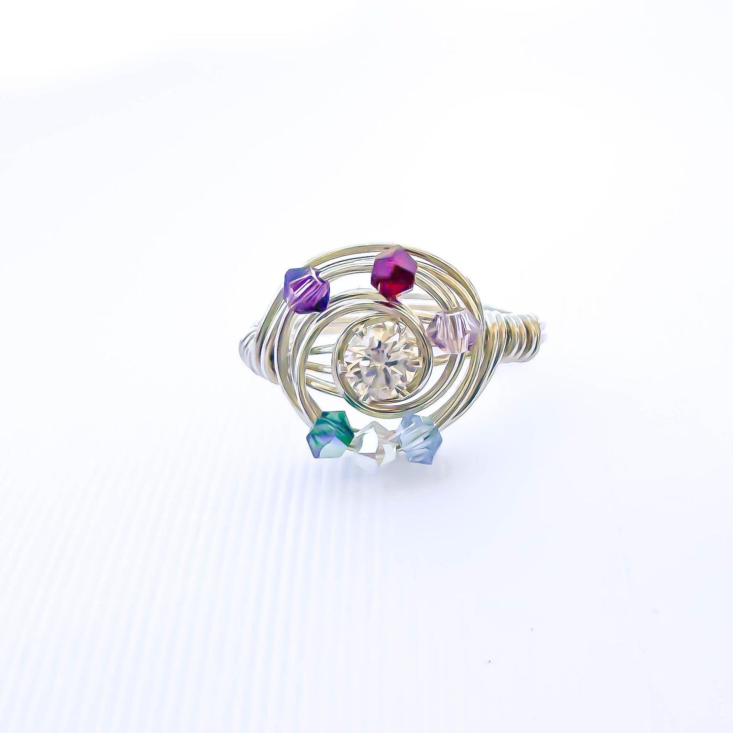 SIZE 5.75 Bead Swirl Ring, 925 Sterling Silver
