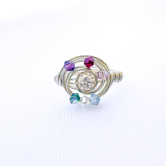 SIZE 5.75 Bead Swirl Ring, 925 Sterling Silver