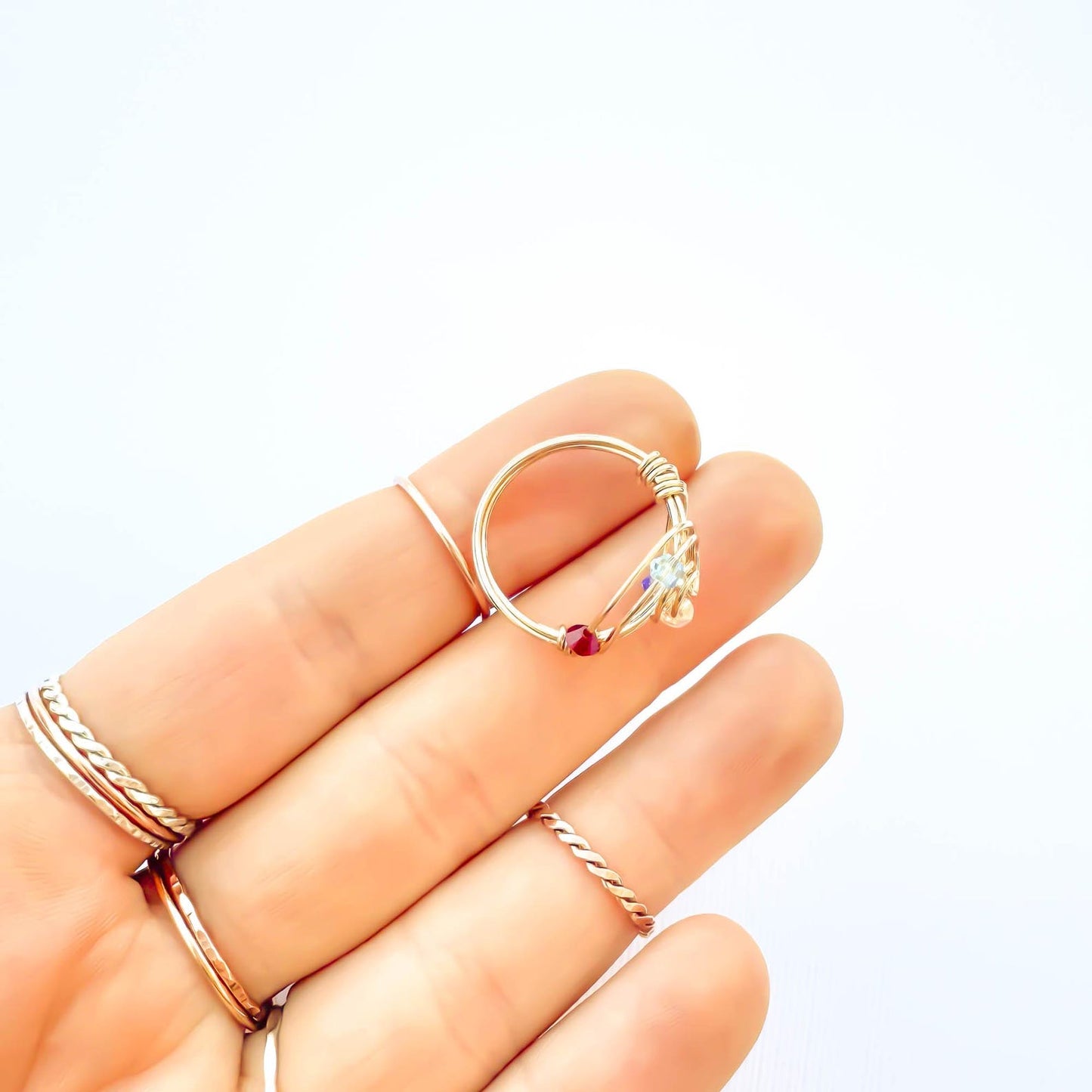 SIZE 4.5 Spinning Bead Swirl Ring, 14K Gold Filled
