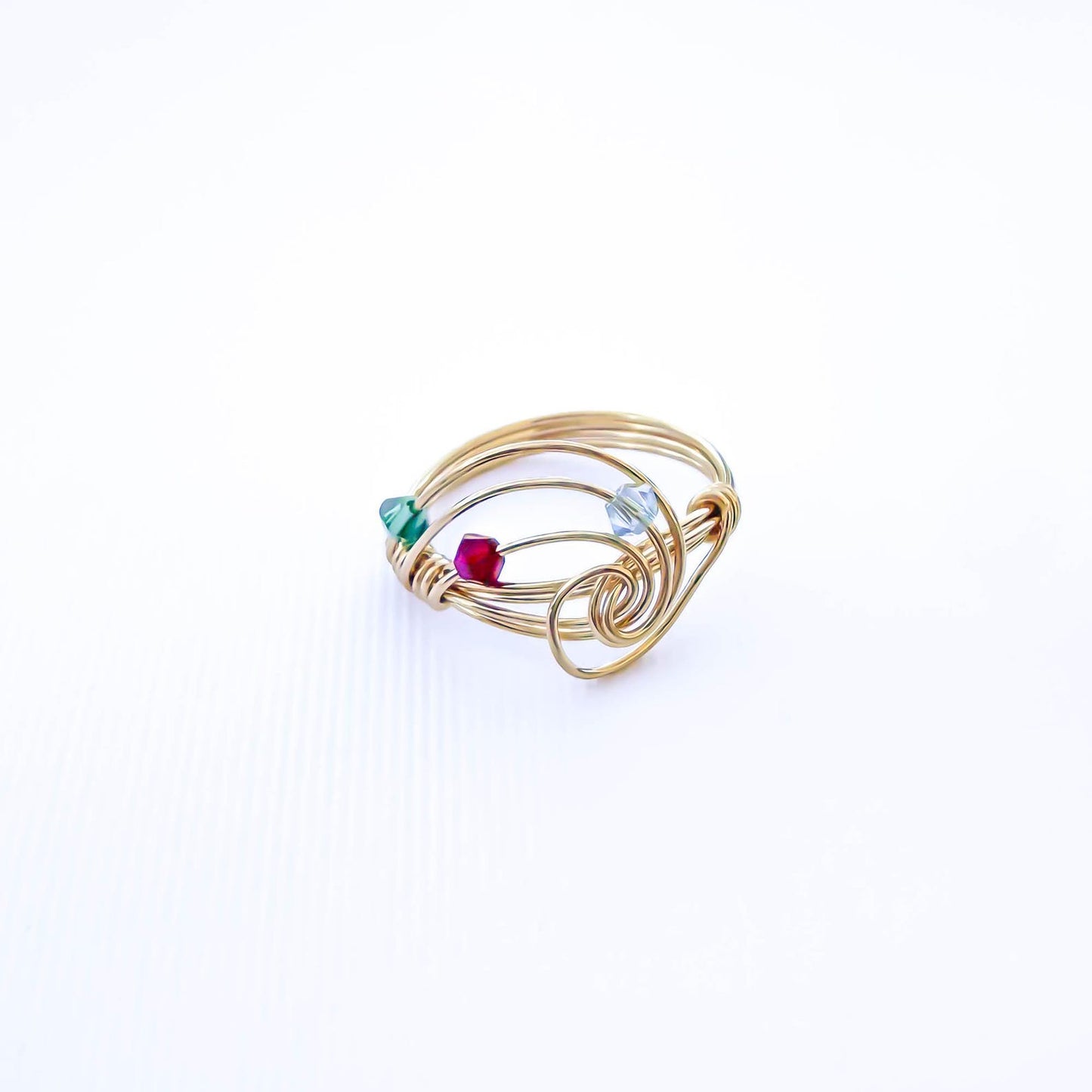 SIZE 6 Spinning Bead Swirl Ring, 14K Gold Filled