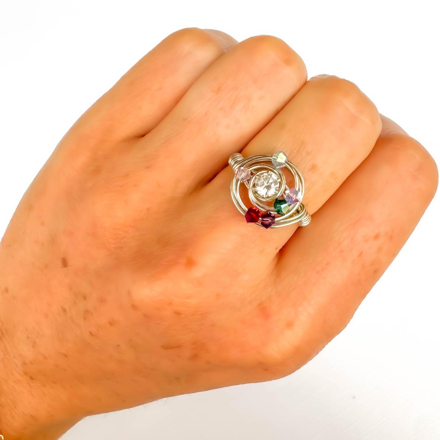 SIZE 5.75 Bead Swirl Ring, 925 Sterling Silver