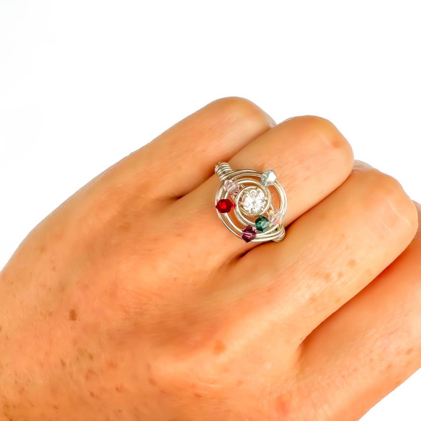 SIZE 5.75 Bead Swirl Ring, 925 Sterling Silver