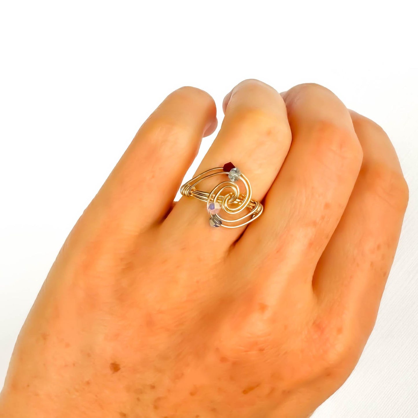 SIZE 4.5 Spinning Bead Swirl Ring, 14K Gold Filled