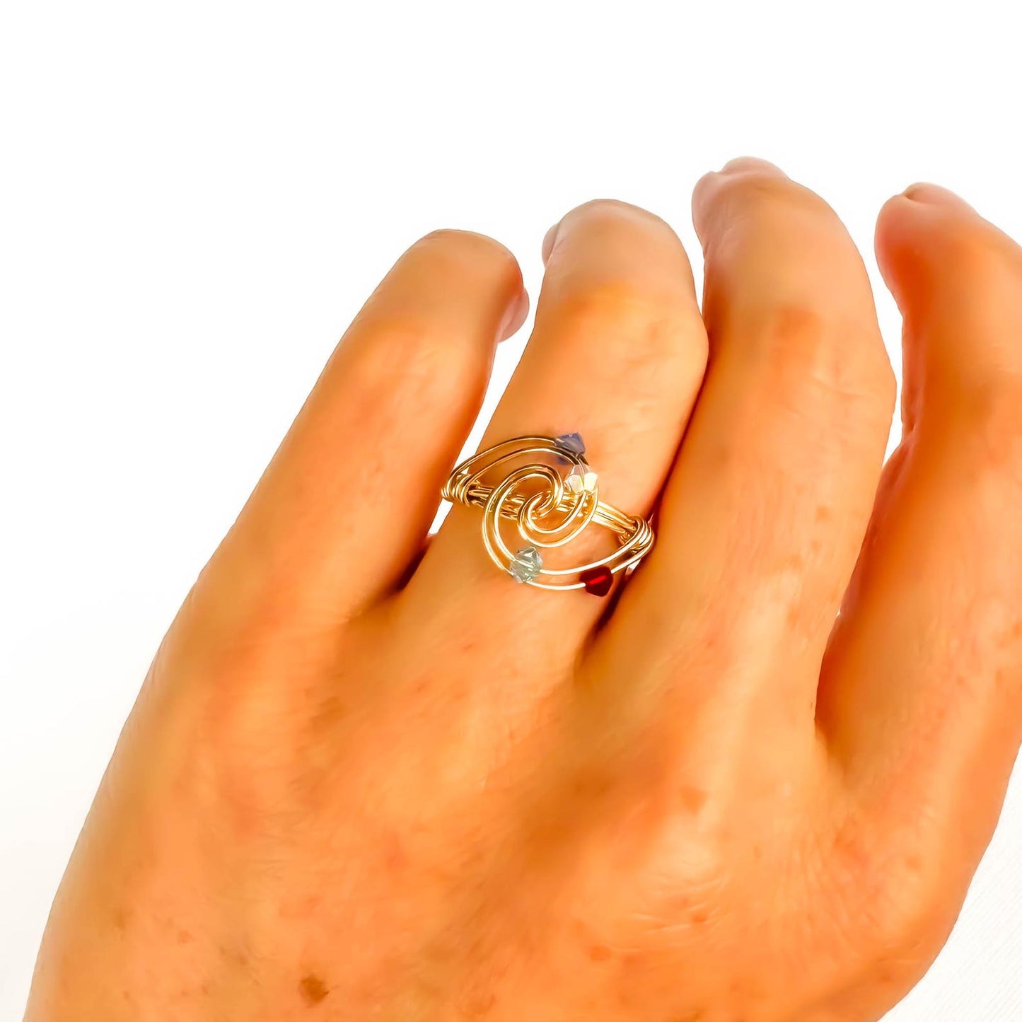 SIZE 4.5 Spinning Bead Swirl Ring, 14K Gold Filled