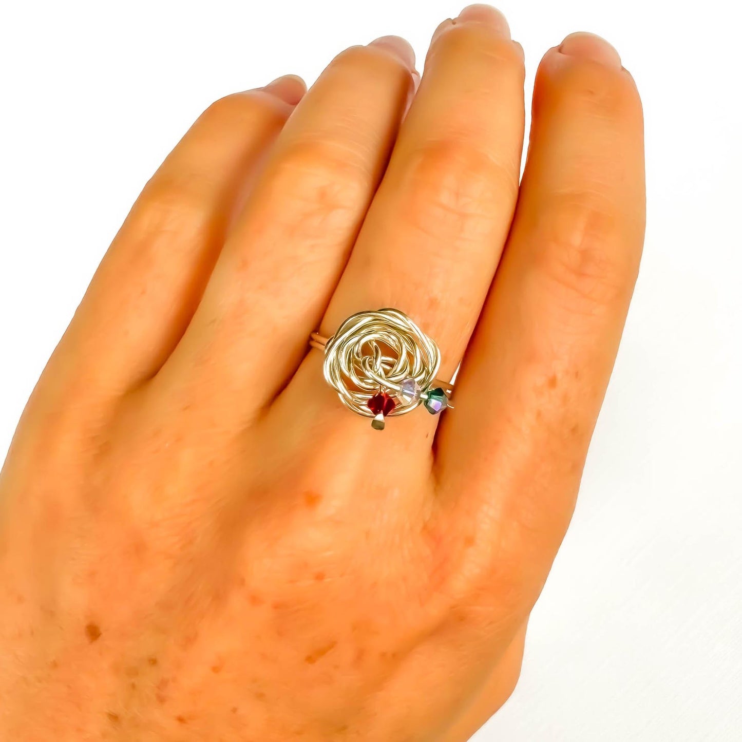 SIZE 6.75 Bead Swirl Ring, Sterling Silver