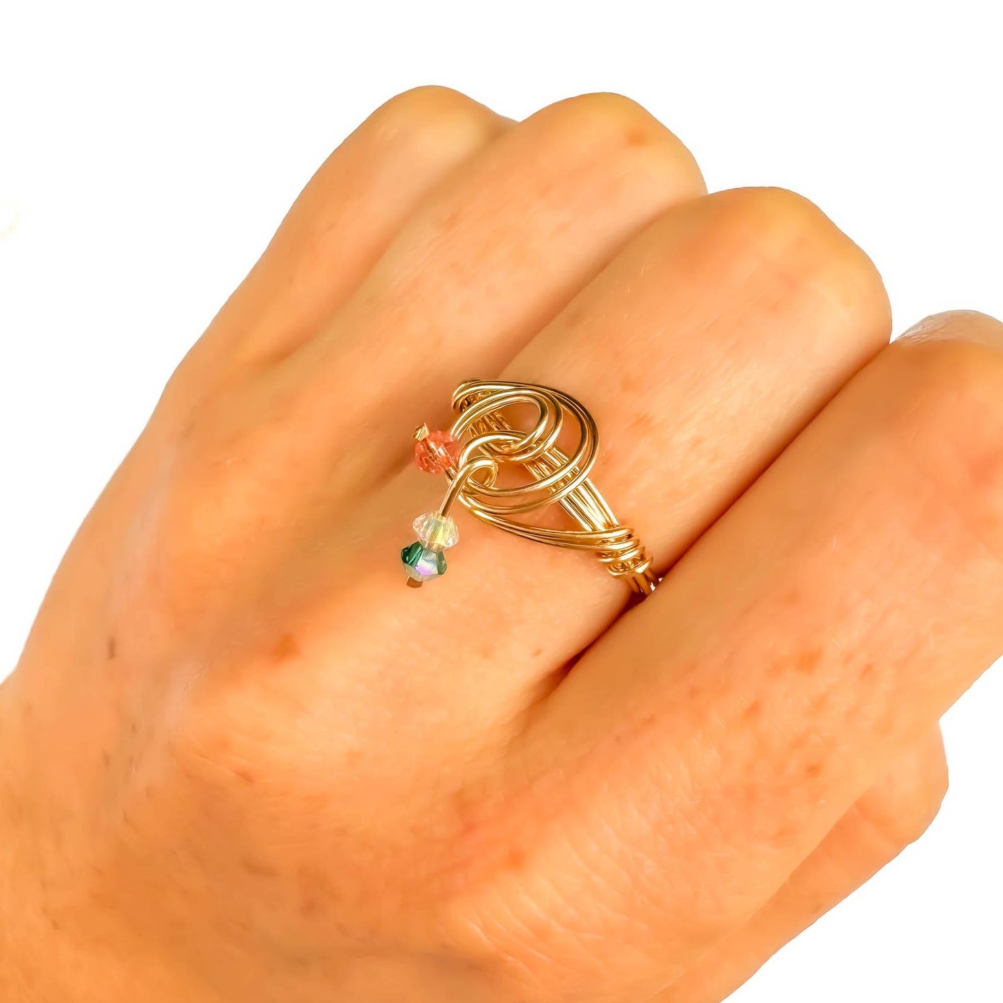 SIZE 6 Bead Swirl Ring, 14K Gold Filled