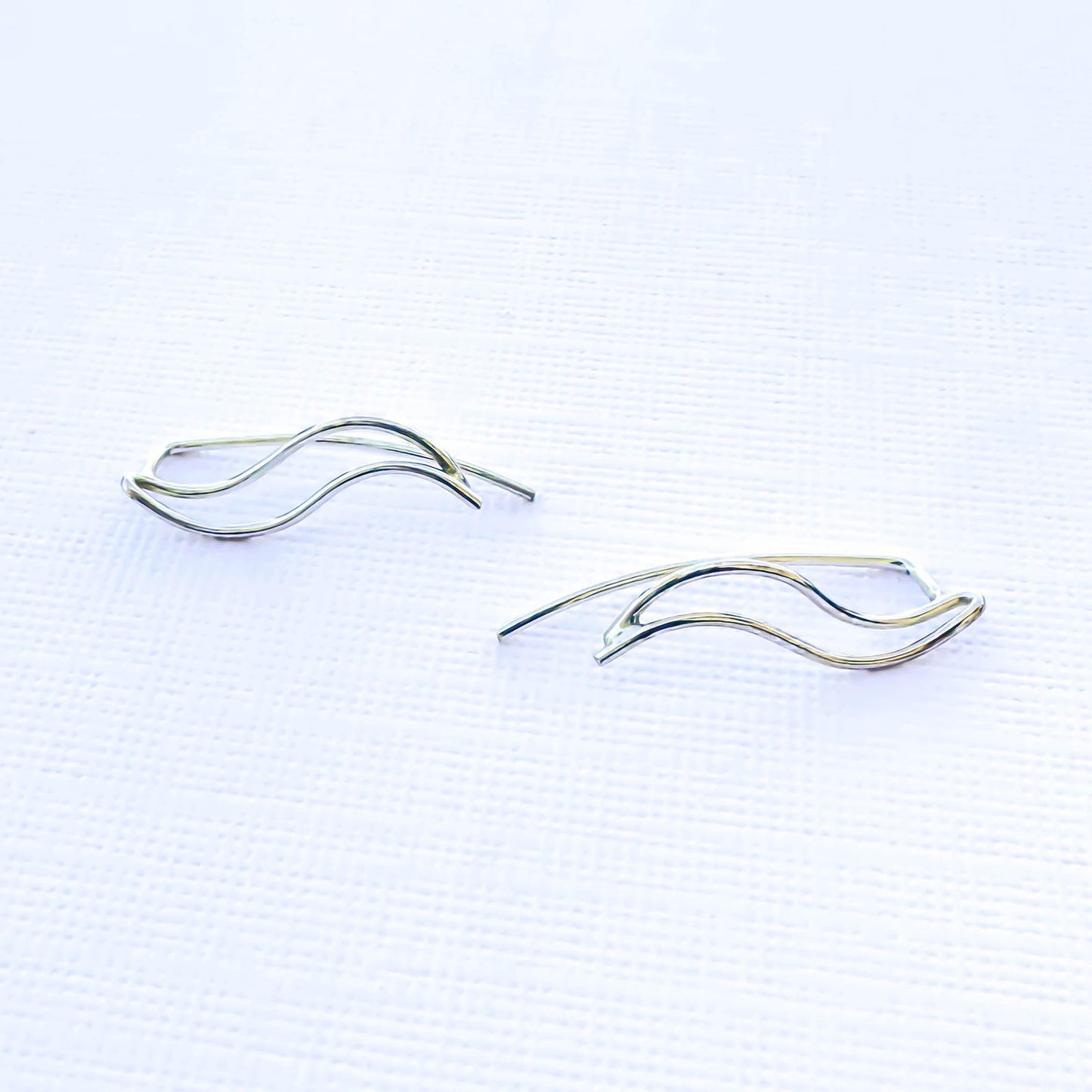 Wave Climbing Earrings, Sterling Silver