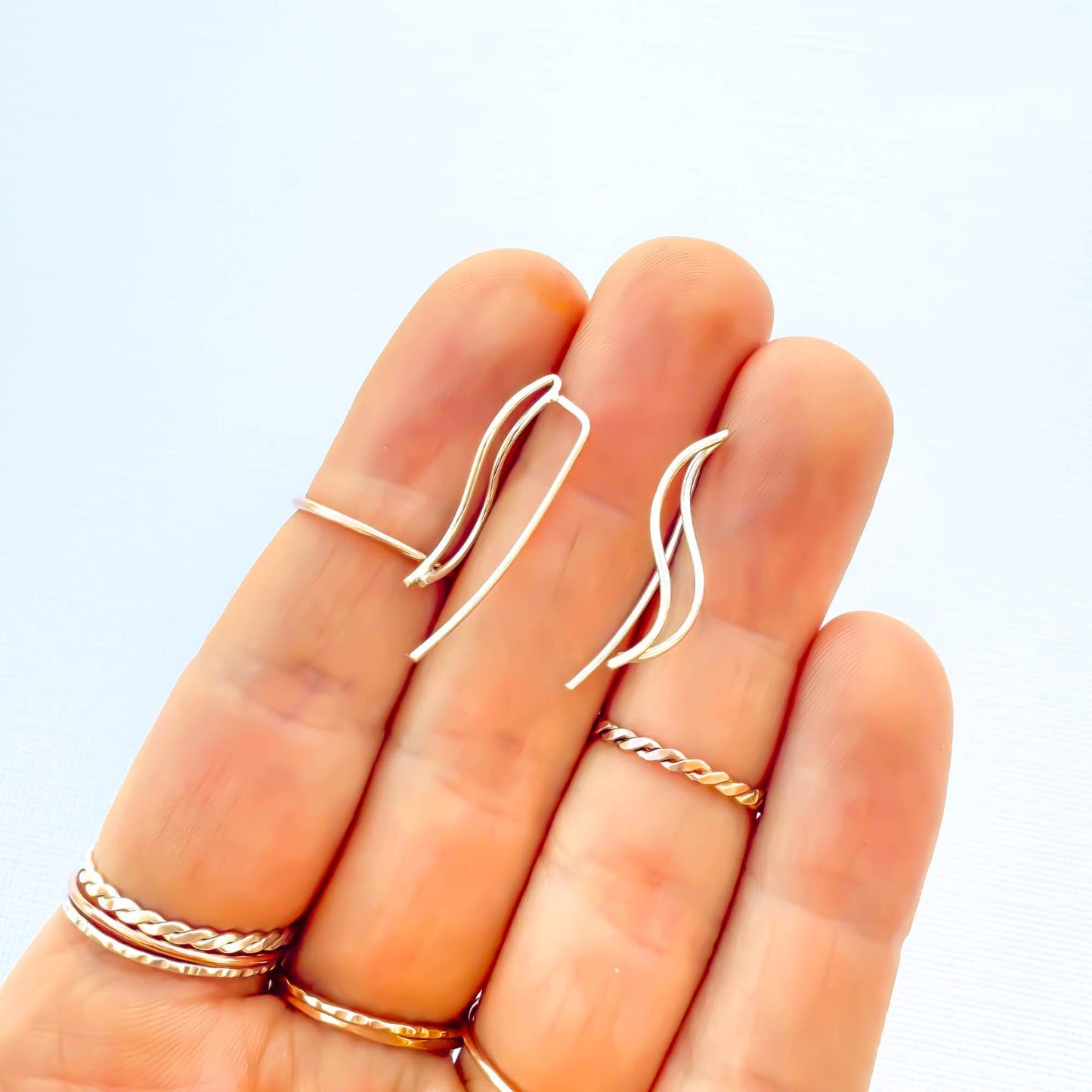 Wave Climbing Earrings, Sterling Silver