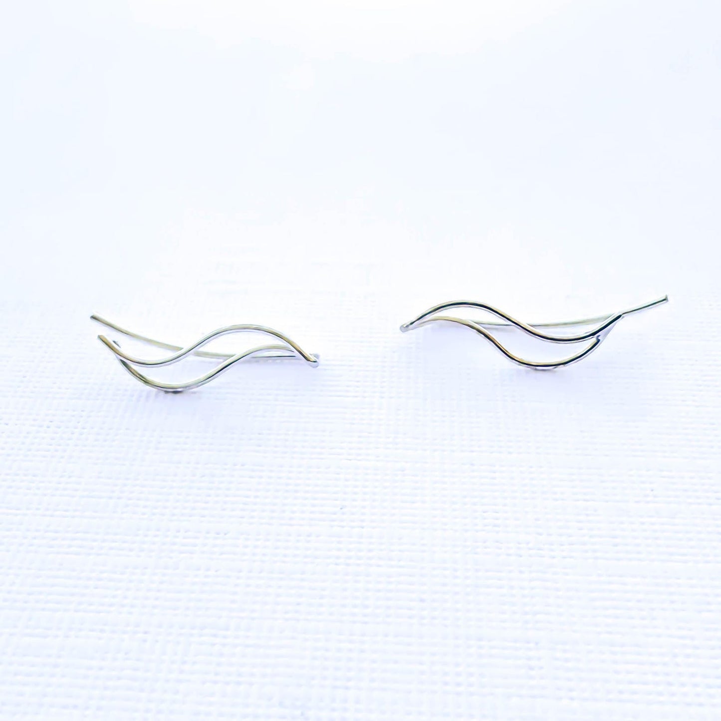 Wave Climbing Earrings, Sterling Silver