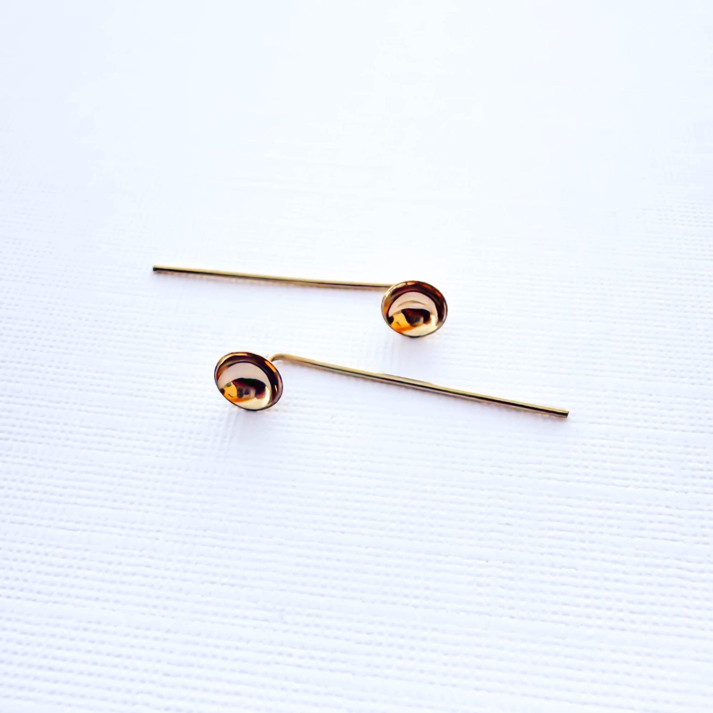 Cup Disc Threader Earrings, 14K Gold Filled