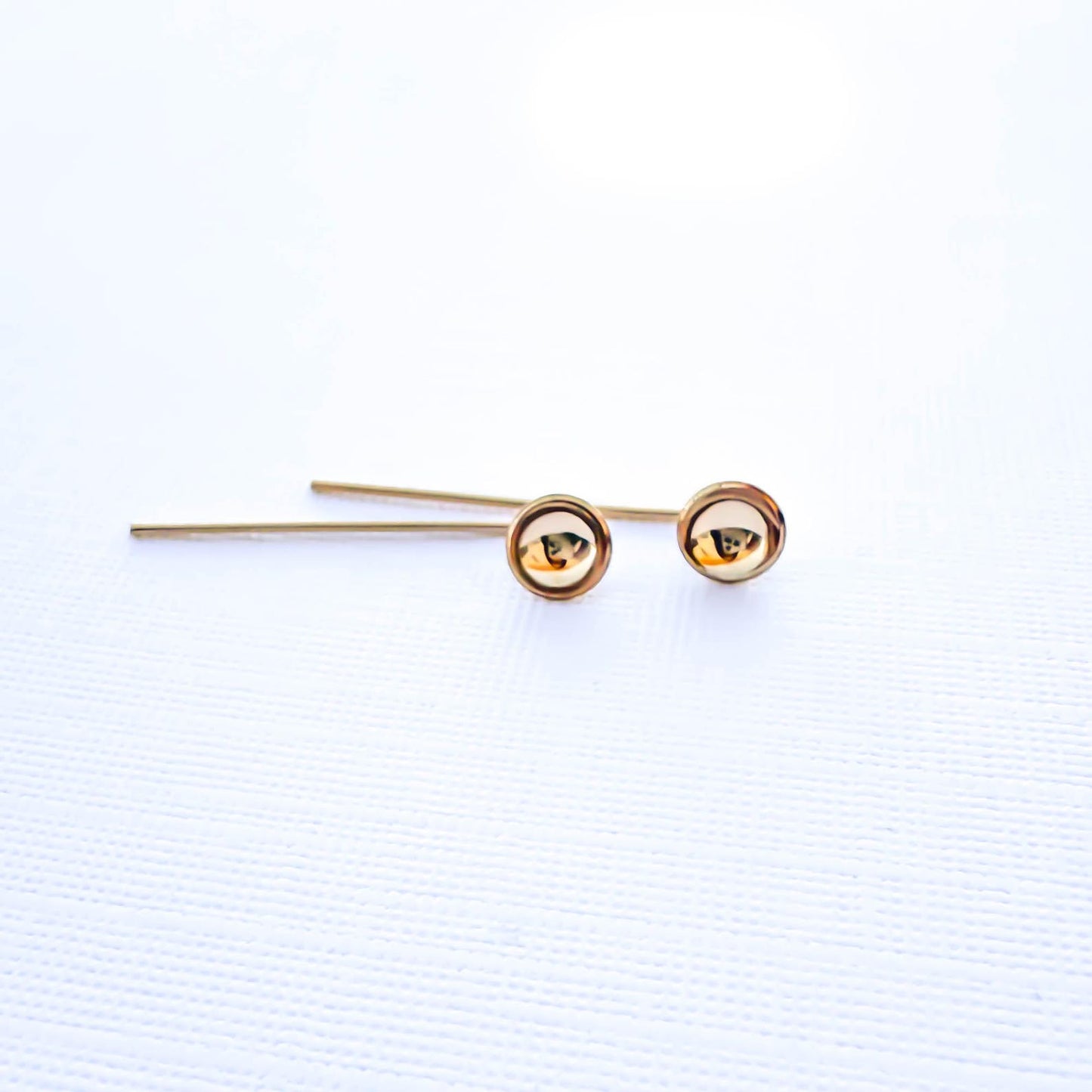 Cup Disc Threader Earrings, 14K Gold Filled