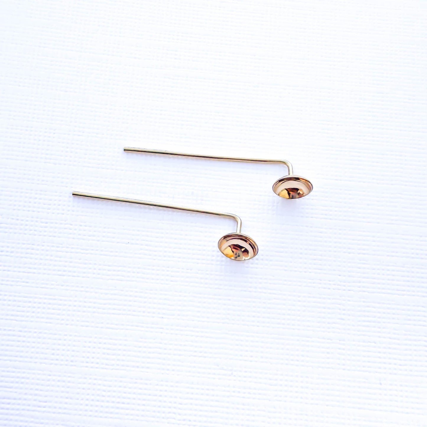Cup Disc Threader Earrings, 14K Gold Filled