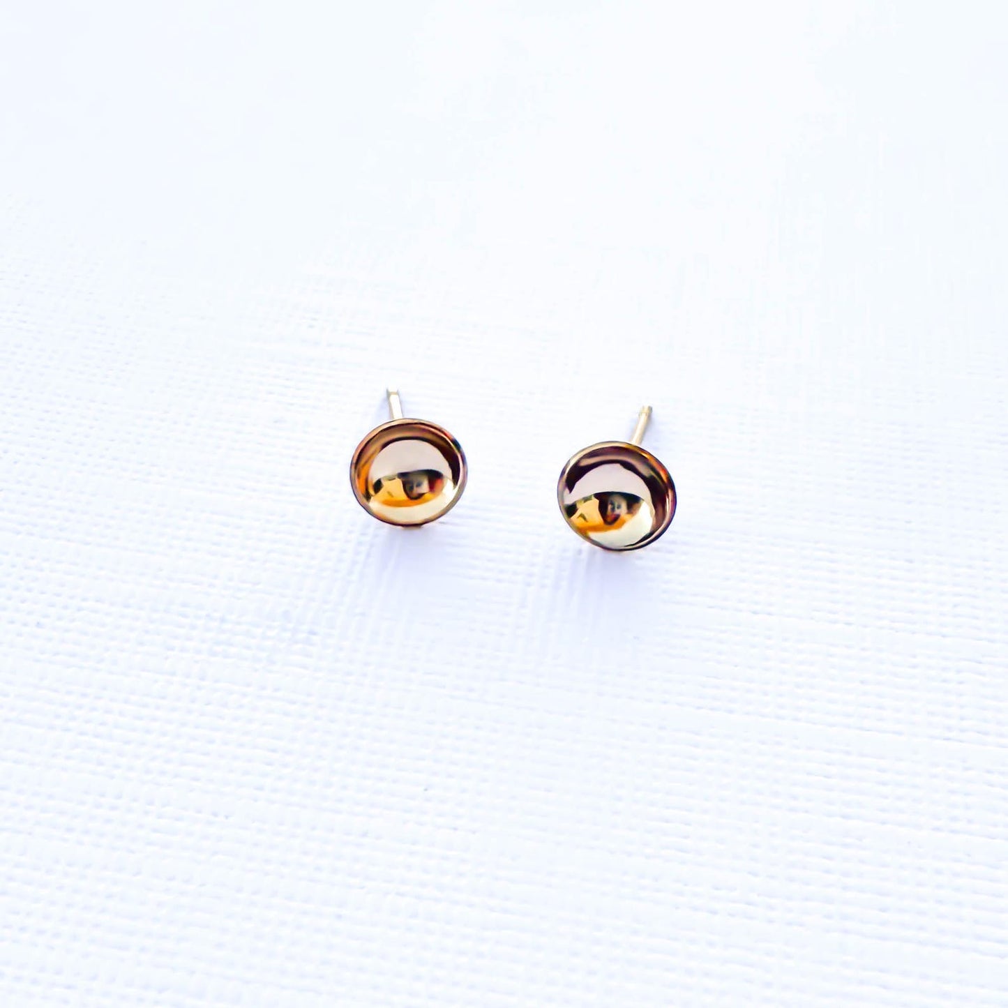 Cup Disc Stud Earrings, 14K Gold Filled