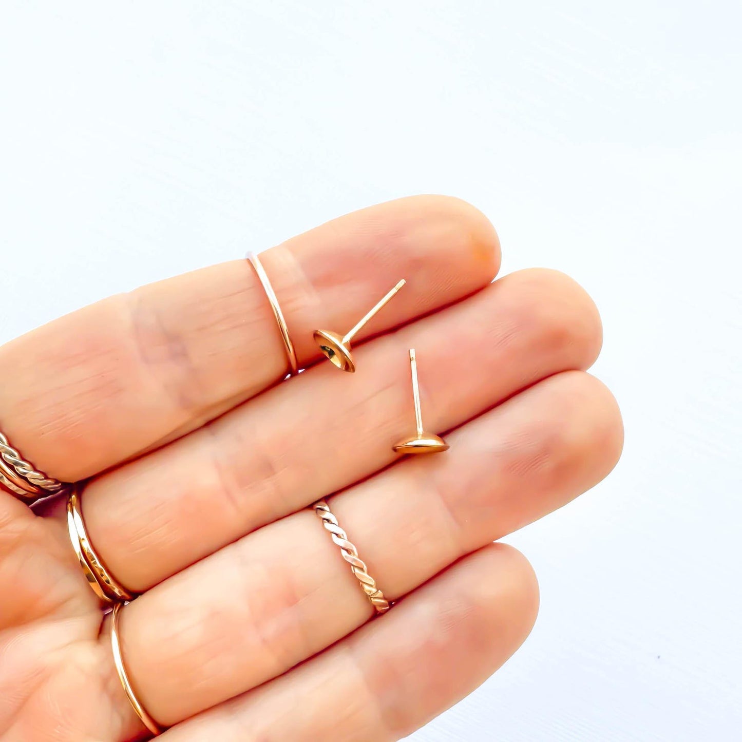 Cup Disc Stud Earrings, 14K Gold Filled