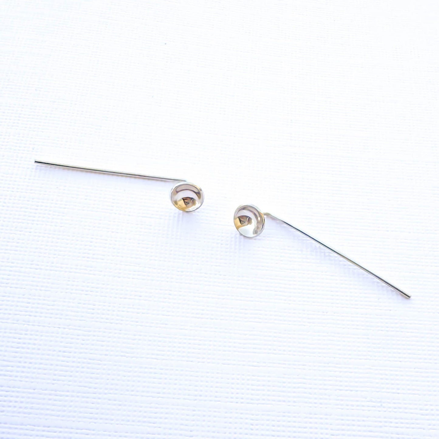 Cup Disc Threader Earrings, Sterling Silver