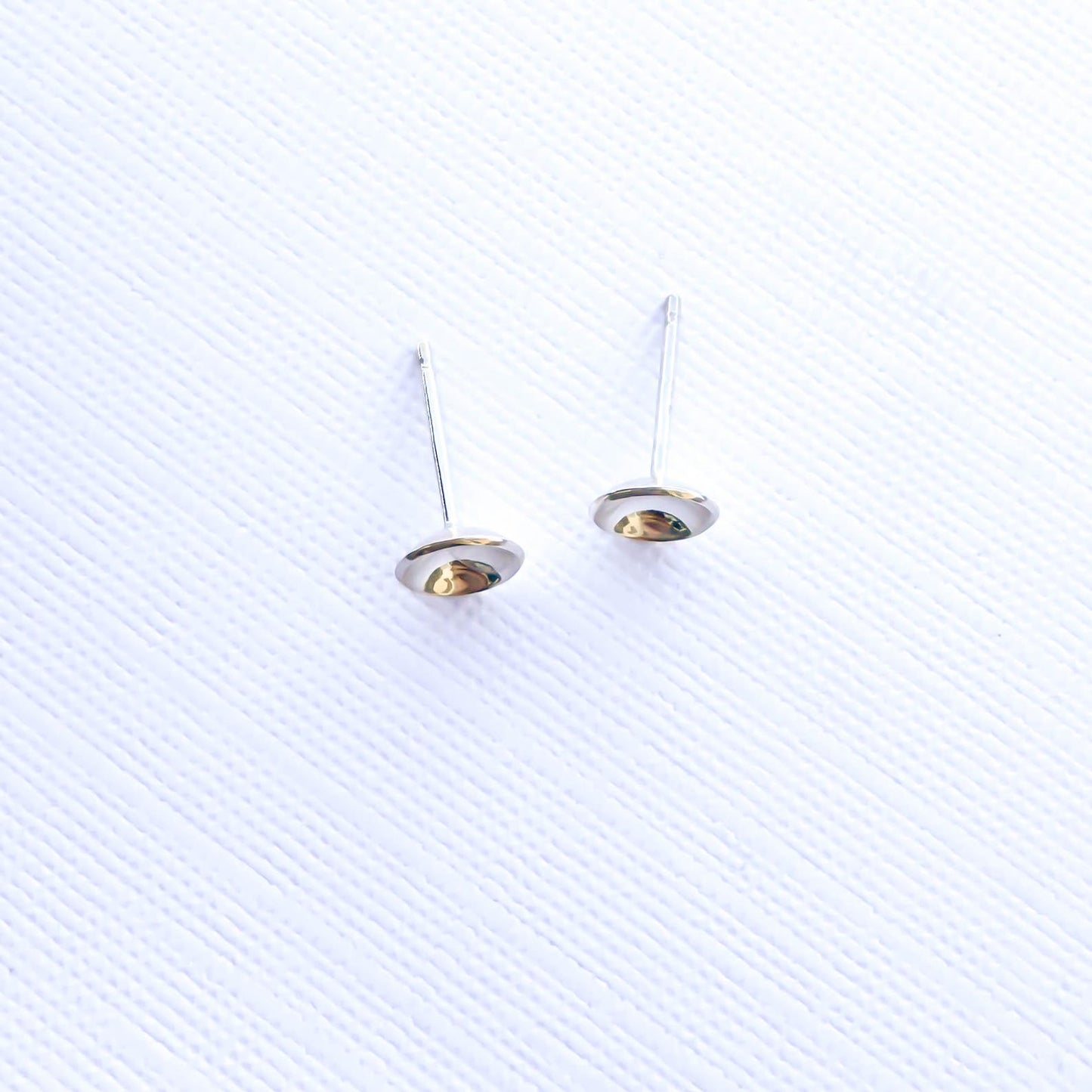 Cup Disc Stud Earrings, Sterling Silver