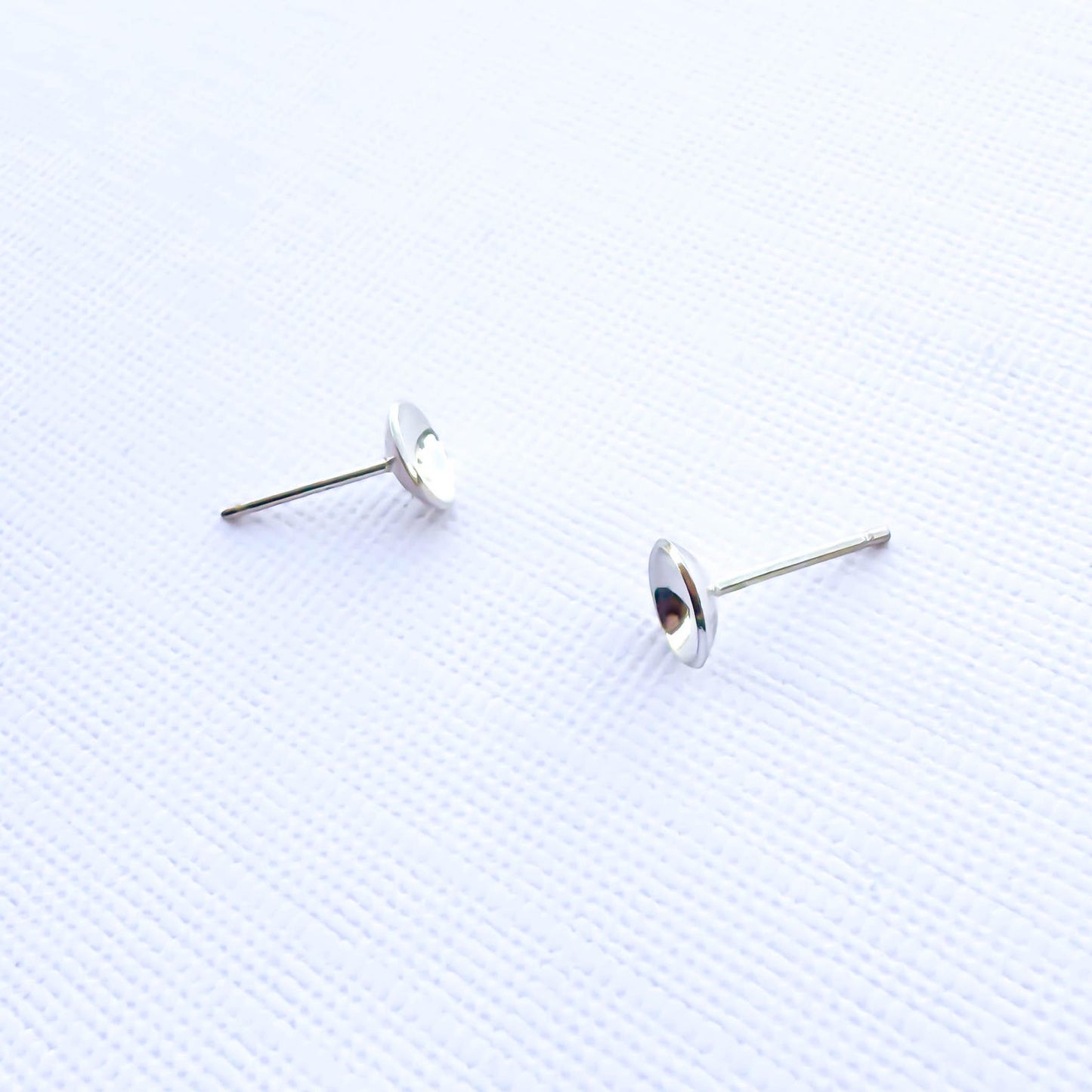 Cup Disc Stud Earrings, Sterling Silver