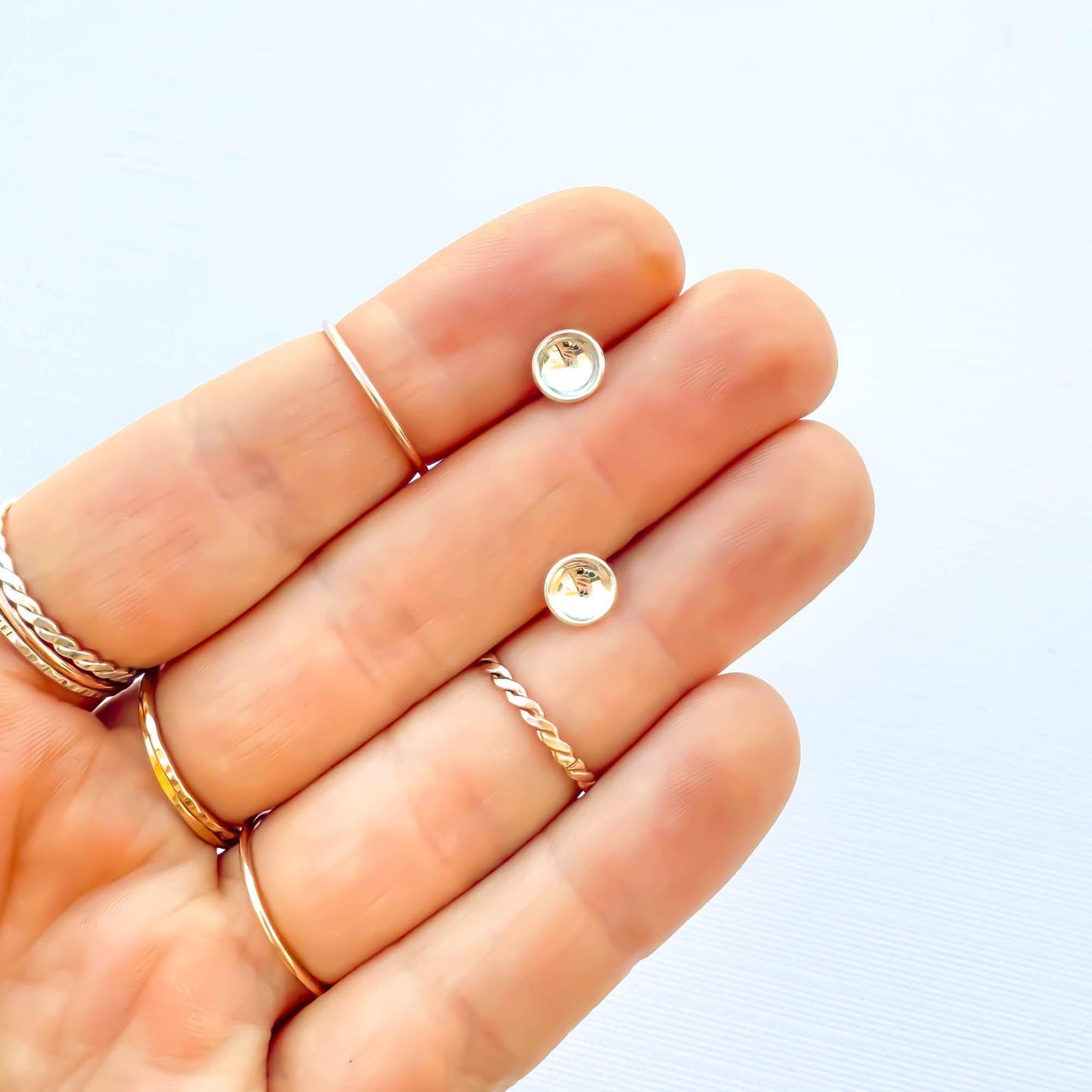 Cup Disc Stud Earrings, Sterling Silver