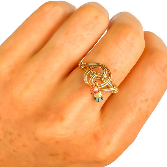 SIZE 6 Bead Swirl Ring, 14K Gold Filled