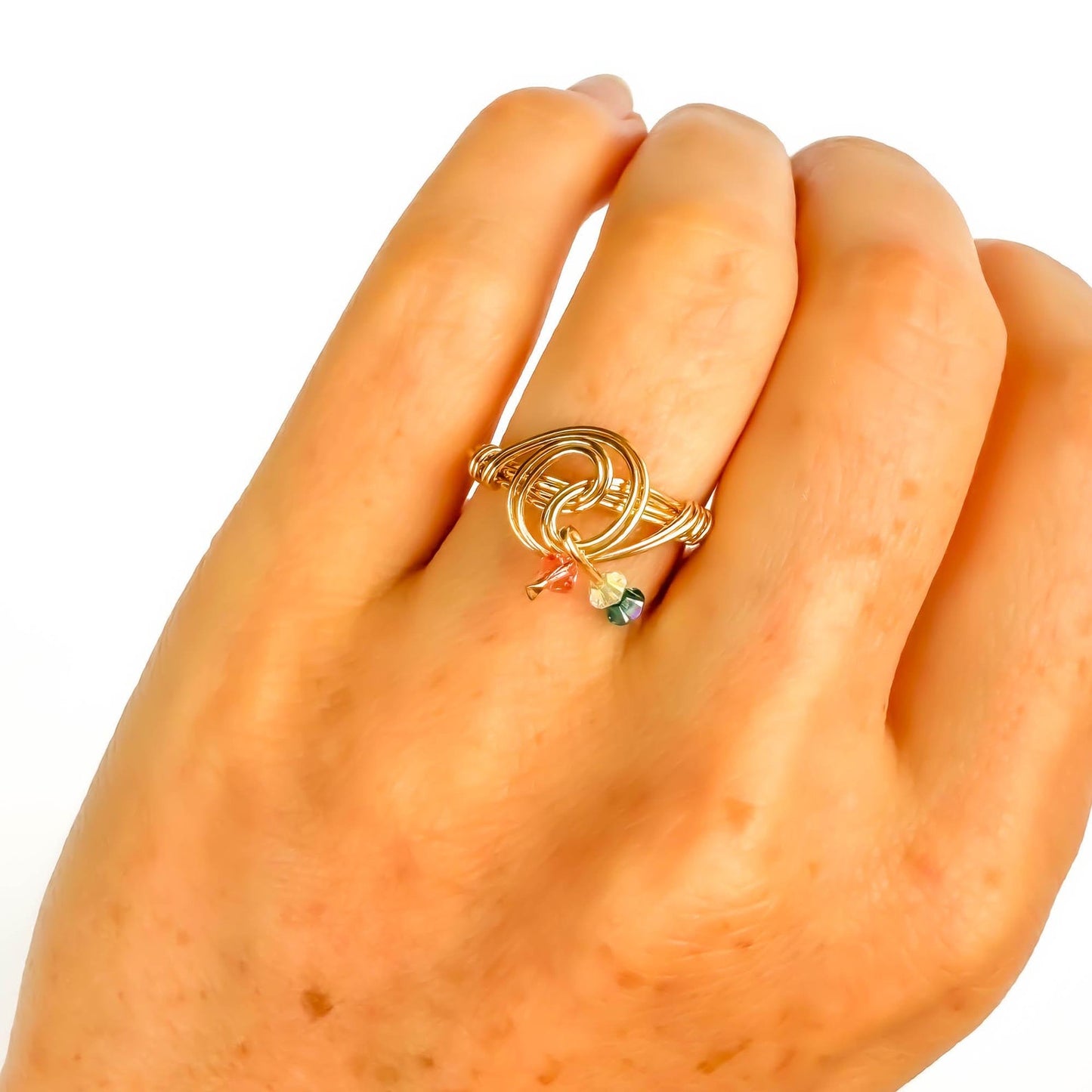 SIZE 6 Bead Swirl Ring, 14K Gold Filled