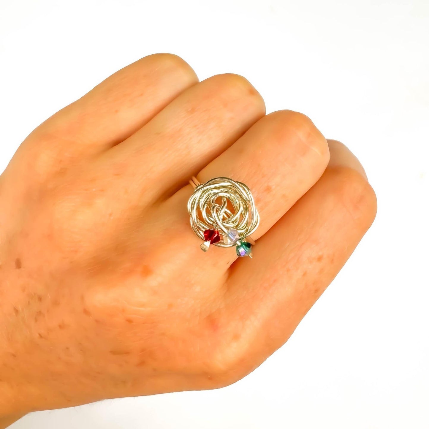 SIZE 6.75 Bead Swirl Ring, Sterling Silver