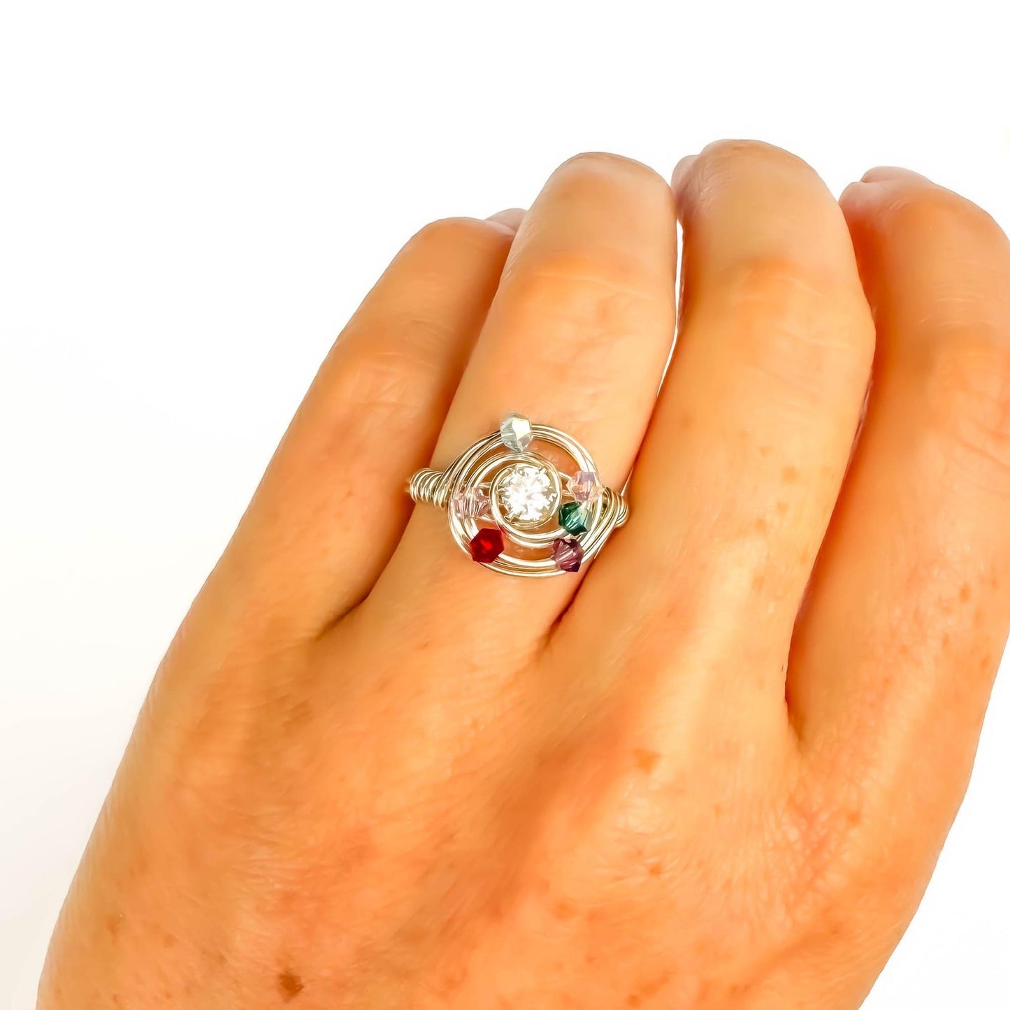 SIZE 5.75 Bead Swirl Ring, 925 Sterling Silver