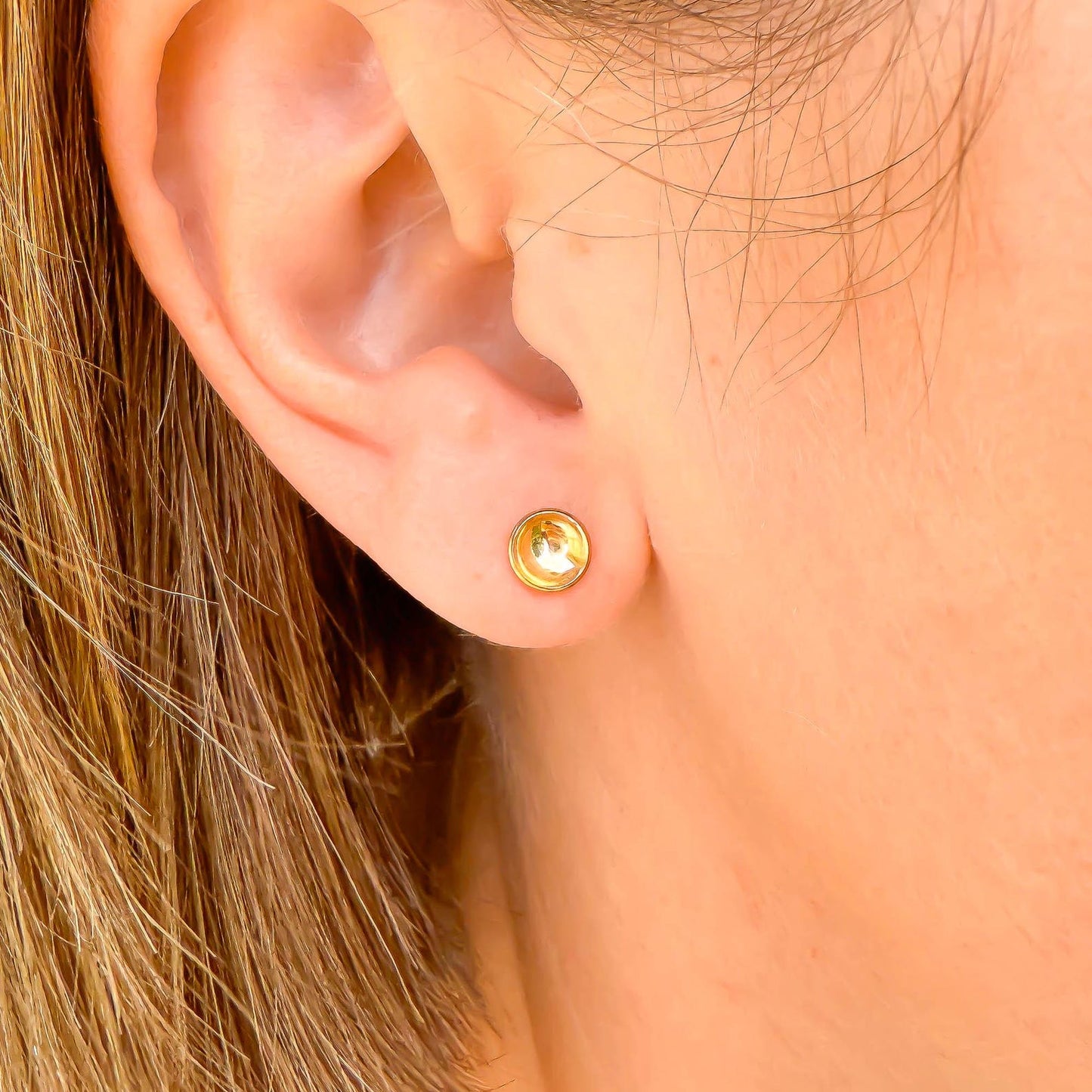 Cup Disc Stud Earrings, 14K Gold Filled