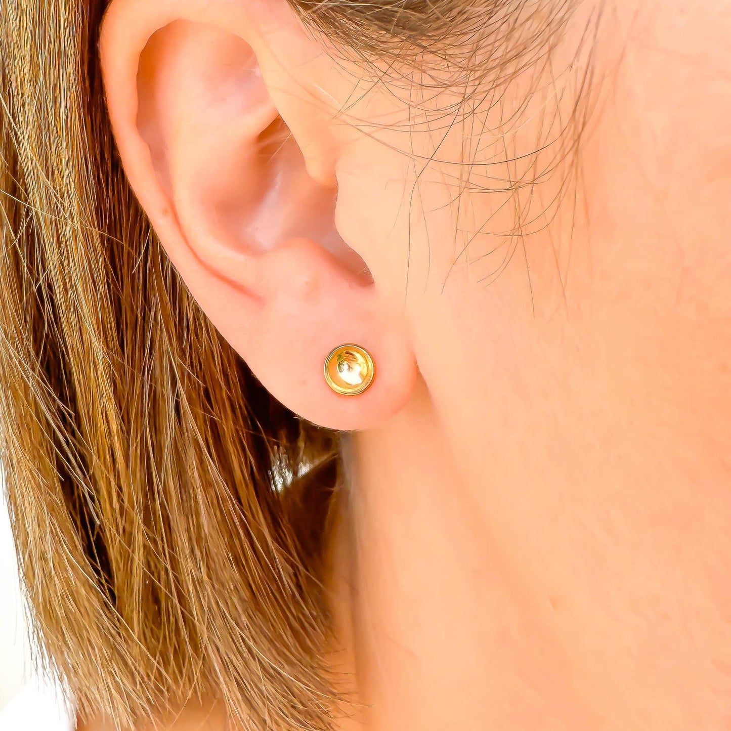 Cup Disc Stud Earrings, 14K Gold Filled