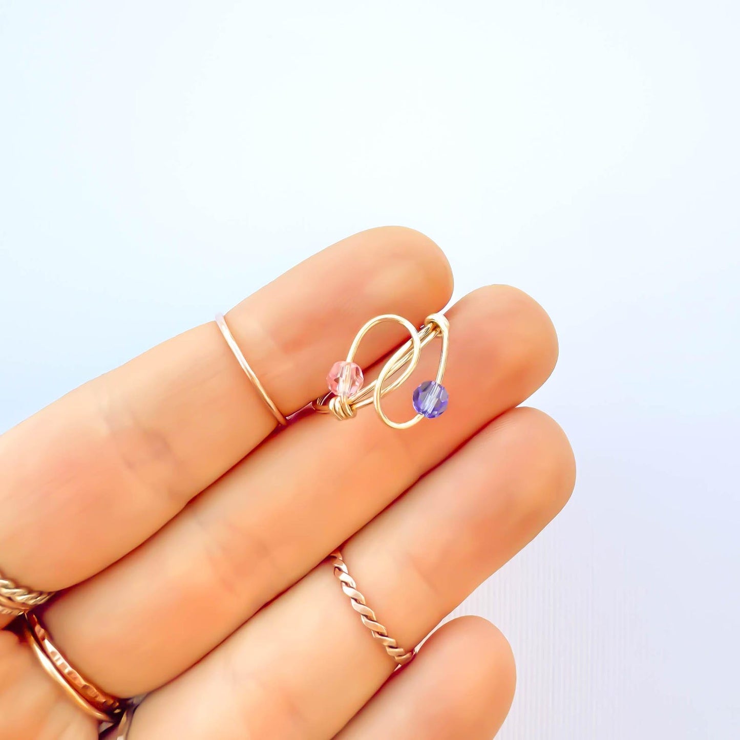 SIZE 5.75 Bead Swirl Ring, 14K Gold Filled