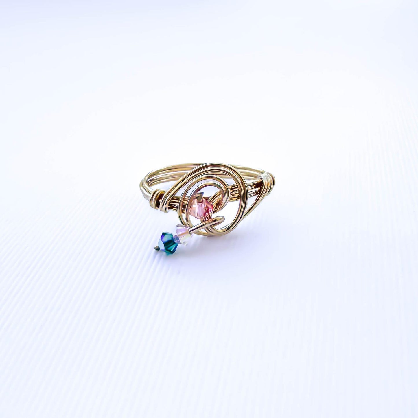 SIZE 6 Bead Swirl Ring, 14K Gold Filled