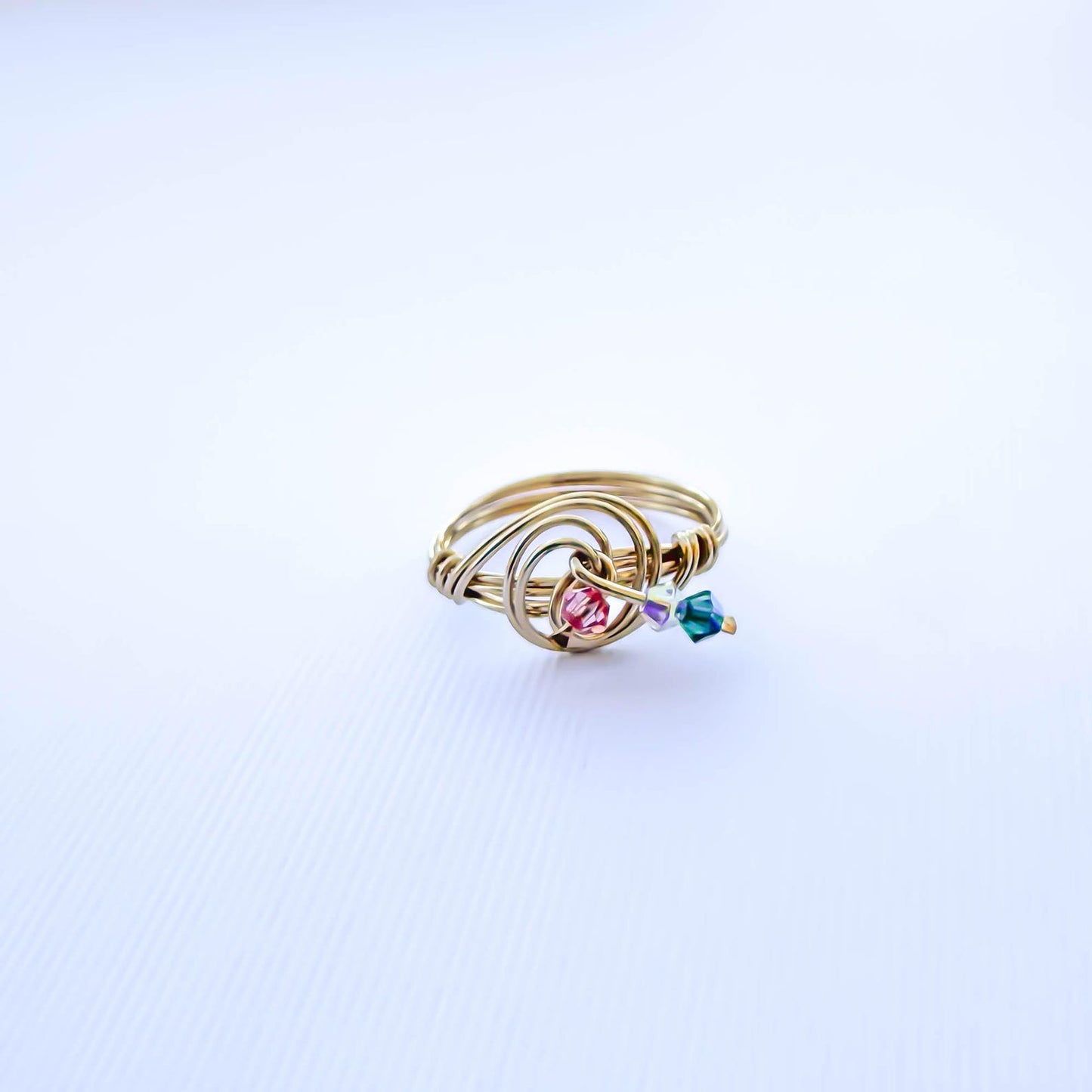 SIZE 6 Bead Swirl Ring, 14K Gold Filled