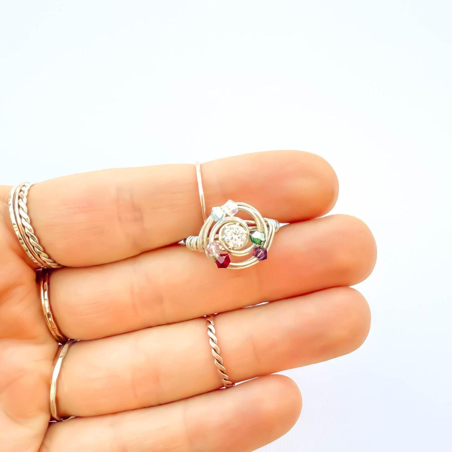 SIZE 5.75 Bead Swirl Ring, 925 Sterling Silver