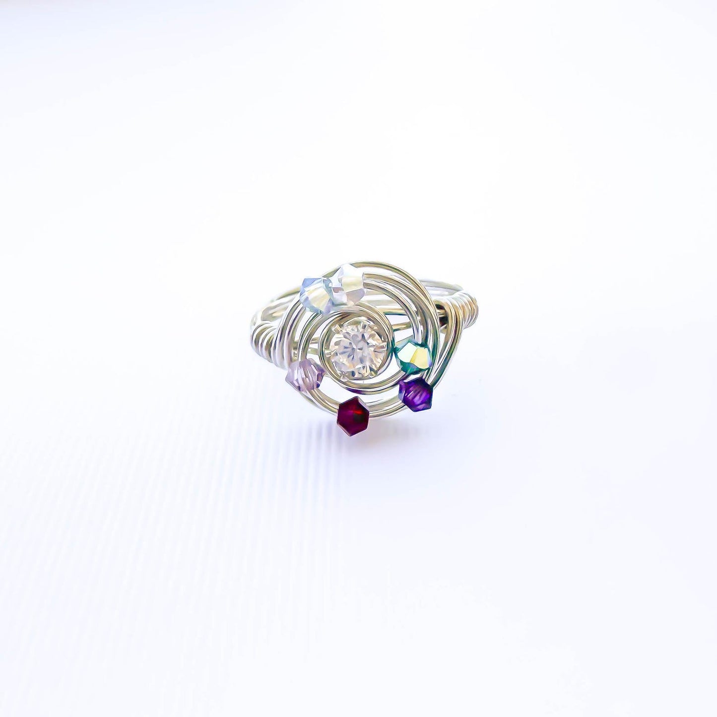 SIZE 5.75 Bead Swirl Ring, 925 Sterling Silver