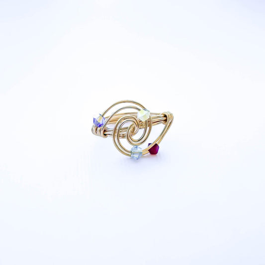 SIZE 4.5 Spinning Bead Swirl Ring, 14K Gold Filled