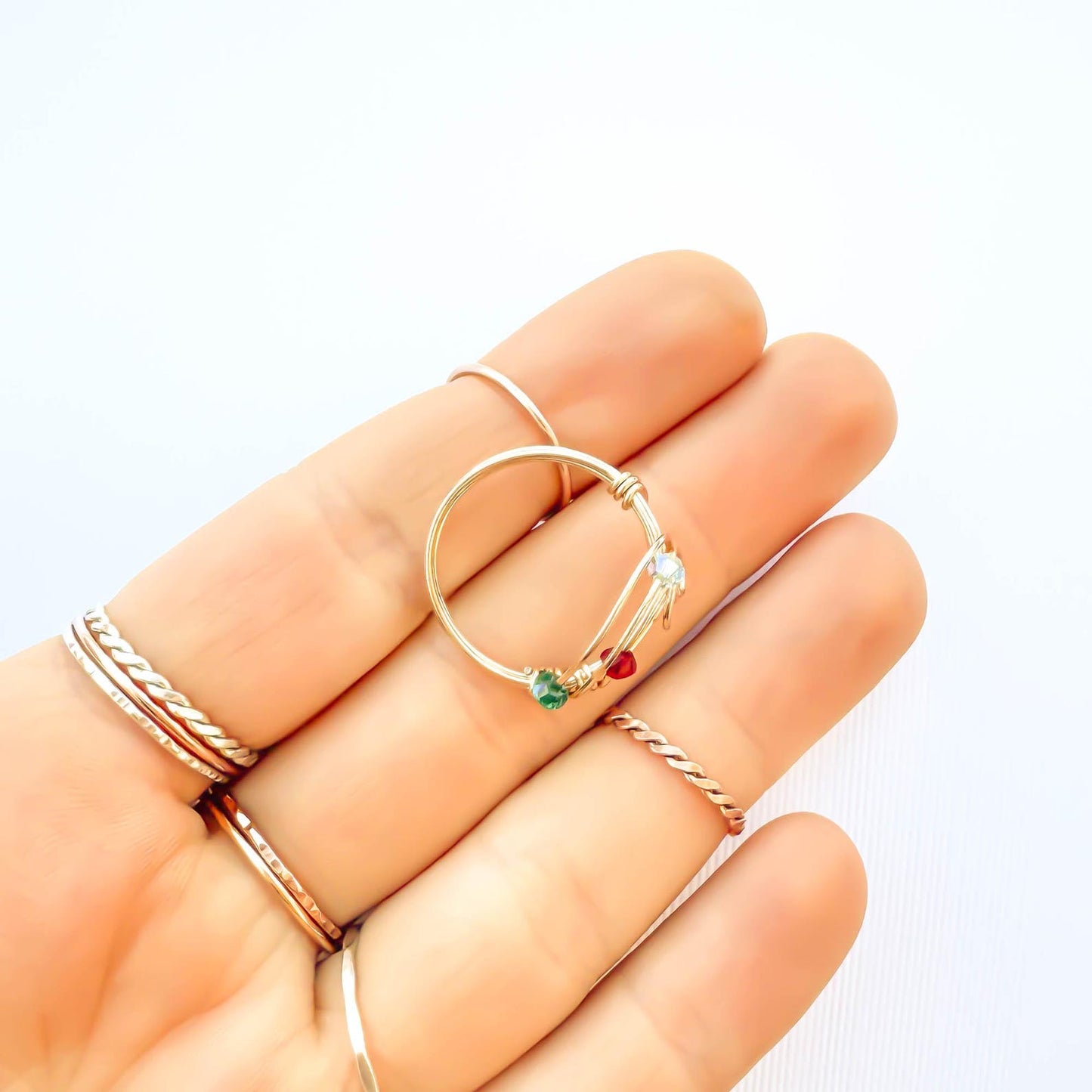 SIZE 6 Spinning Bead Swirl Ring, 14K Gold Filled