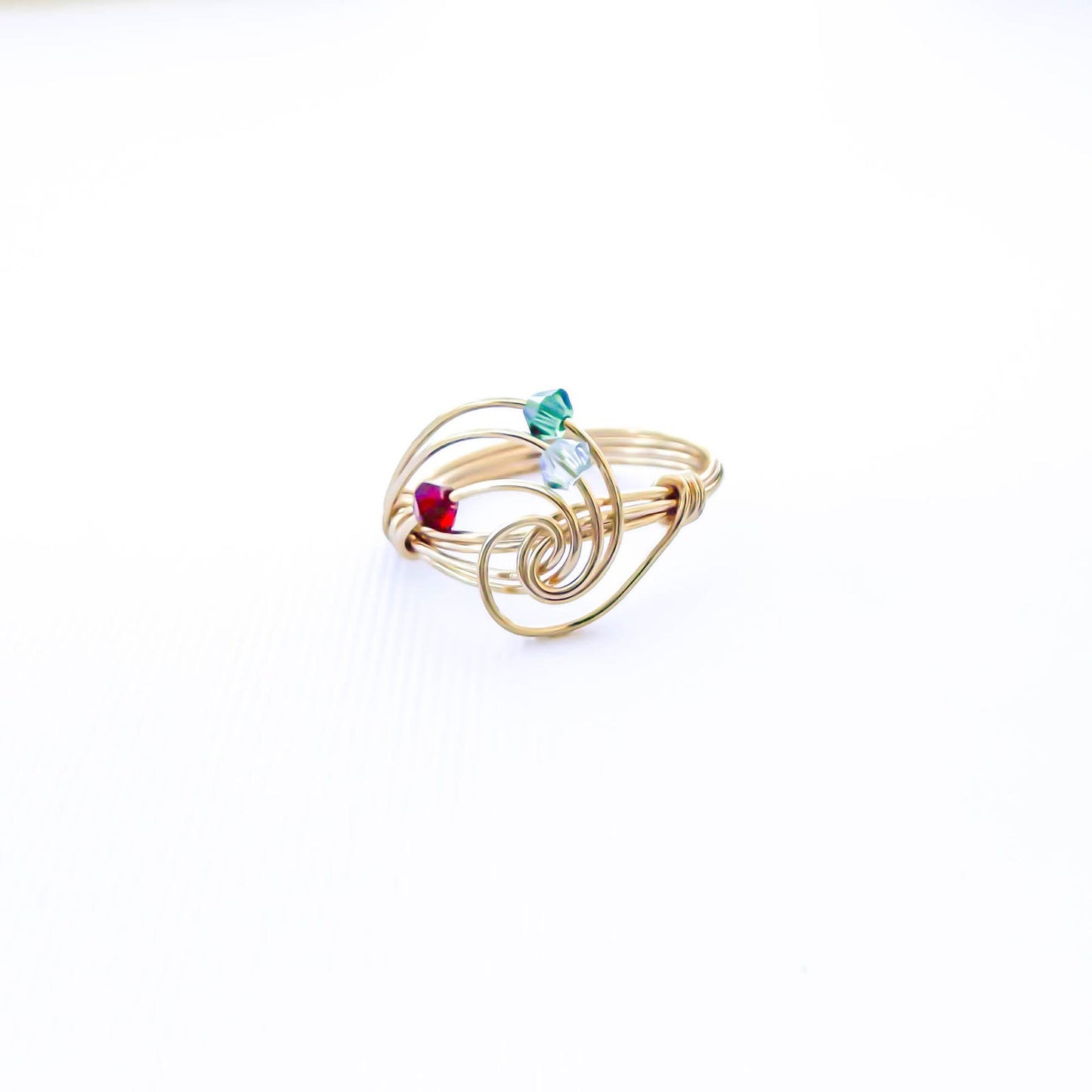 SIZE 6 Spinning Bead Swirl Ring, 14K Gold Filled